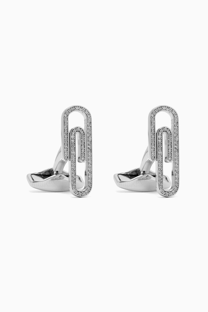 

Paperclip Pavé White Diamonds Cufflinks in Sterling Silver