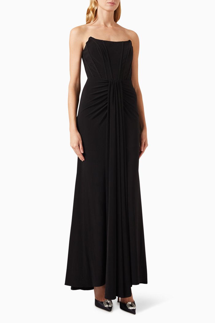 

Strapless Knot Gown in Jersey, Black
