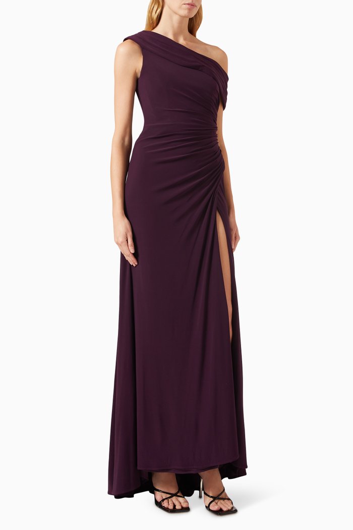 

One-shoulder Gown in Jersey, Purple