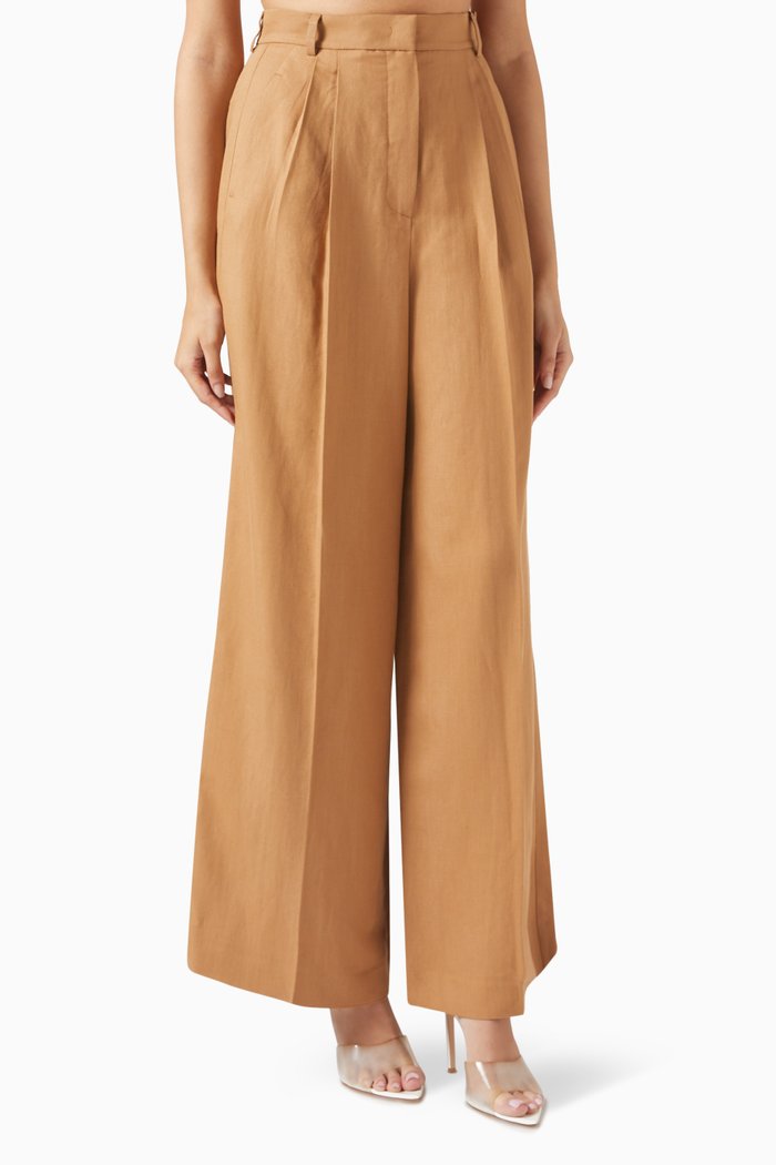 

Diletta Wide-leg Pants in Viscose-blend, Brown