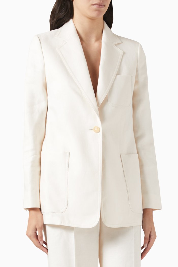 

Boemia Single-breasted Blazer in Linen Twill, Neutral