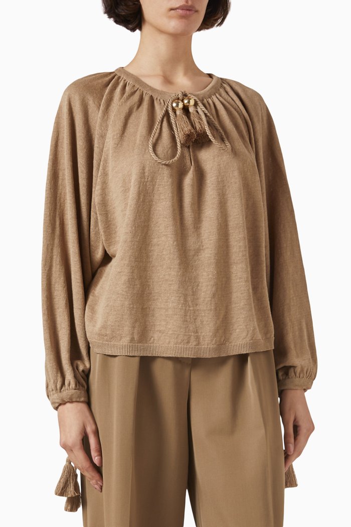 Quirite Relaxed-fit Sweater in Linen-knit, Brown