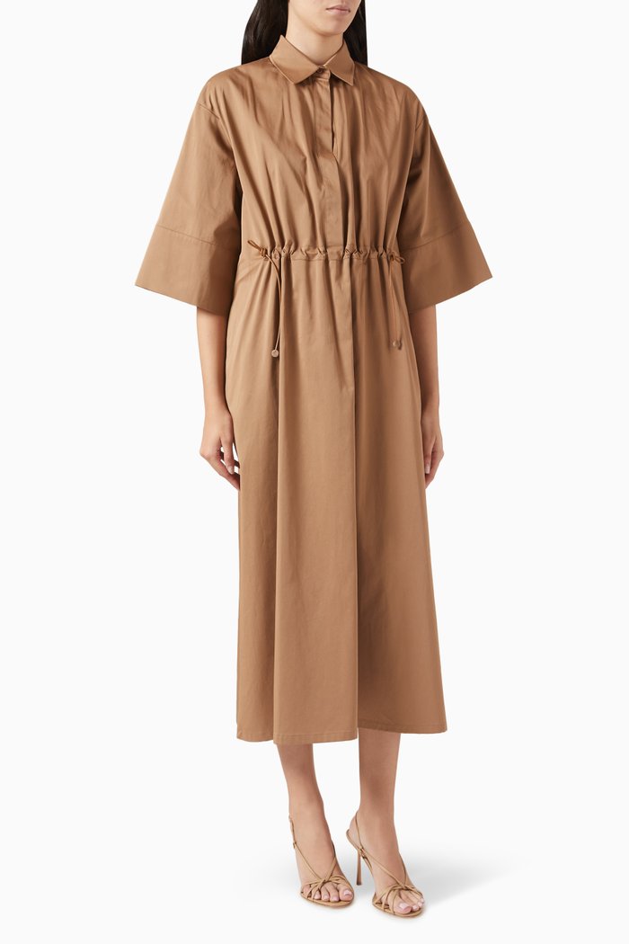 Eulalia Midi Dress in Cotton-silk Blend, Brown