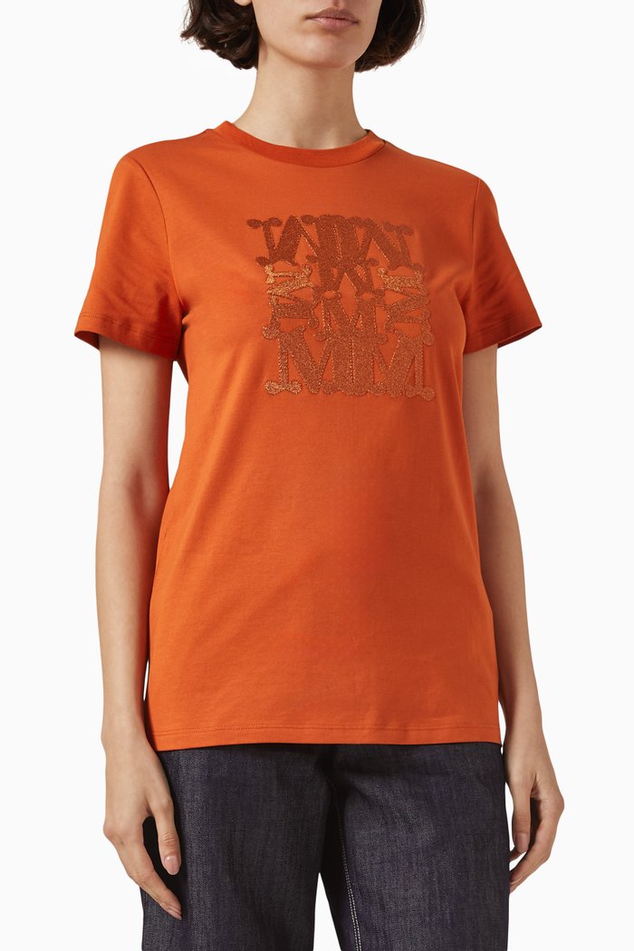 

Taverna Embroidered T-shirt in Cotton, Orange