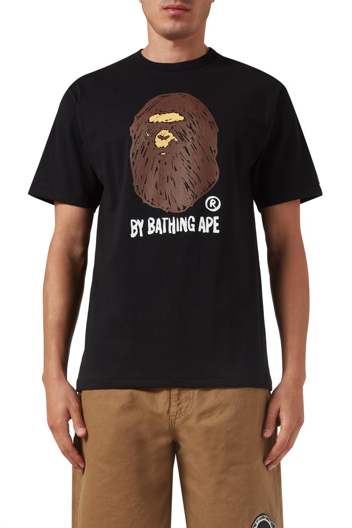 

Hand Drawn Pattern T-shirt in Cotton, Black