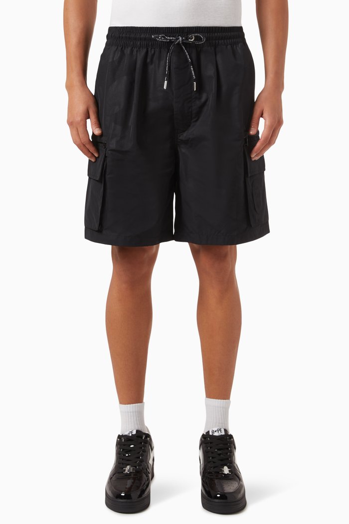 

Ink Camo Cargo Shorts, Black