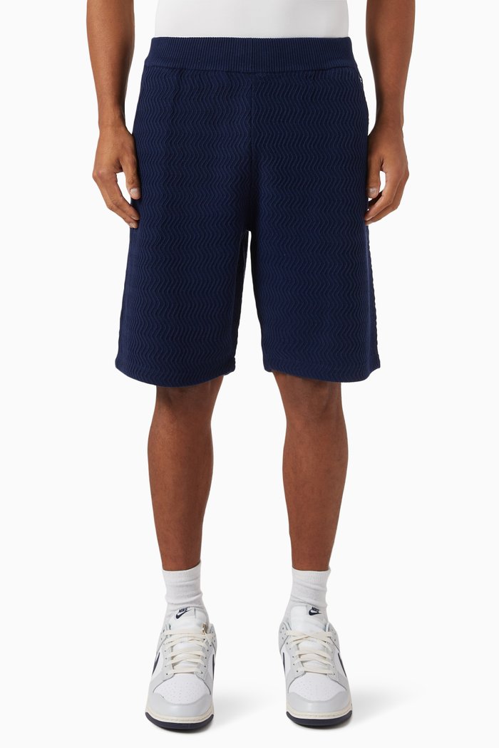 

Wave Cable Knit Shorts in Cotton, Blue