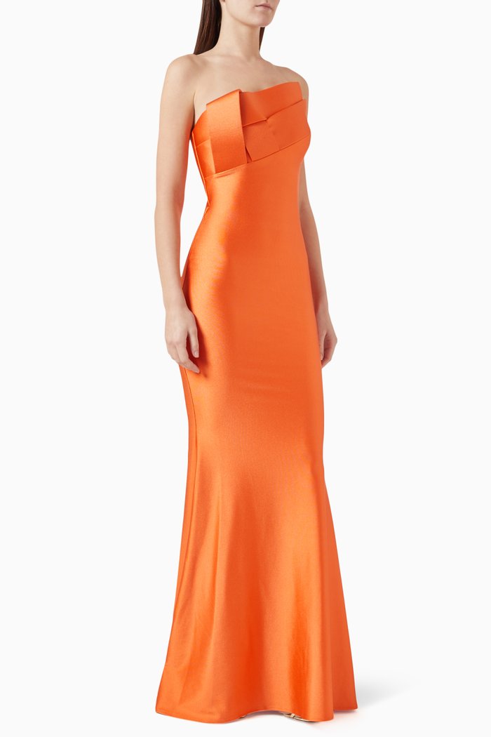

Strapless Gown in Stretch-jersey, Orange