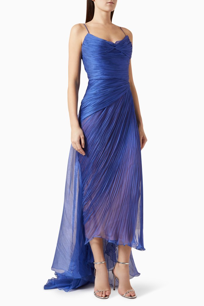 

Caly Corset Dress in Silk Mousseline, Blue