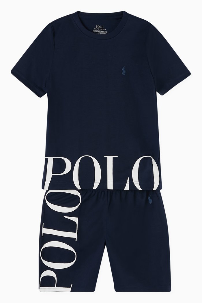 

Logo T-shirt & Shorts Set in Jersey, Blue