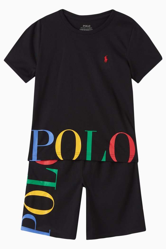 

Logo T-shirt & Shorts Set in Jersey, Black
