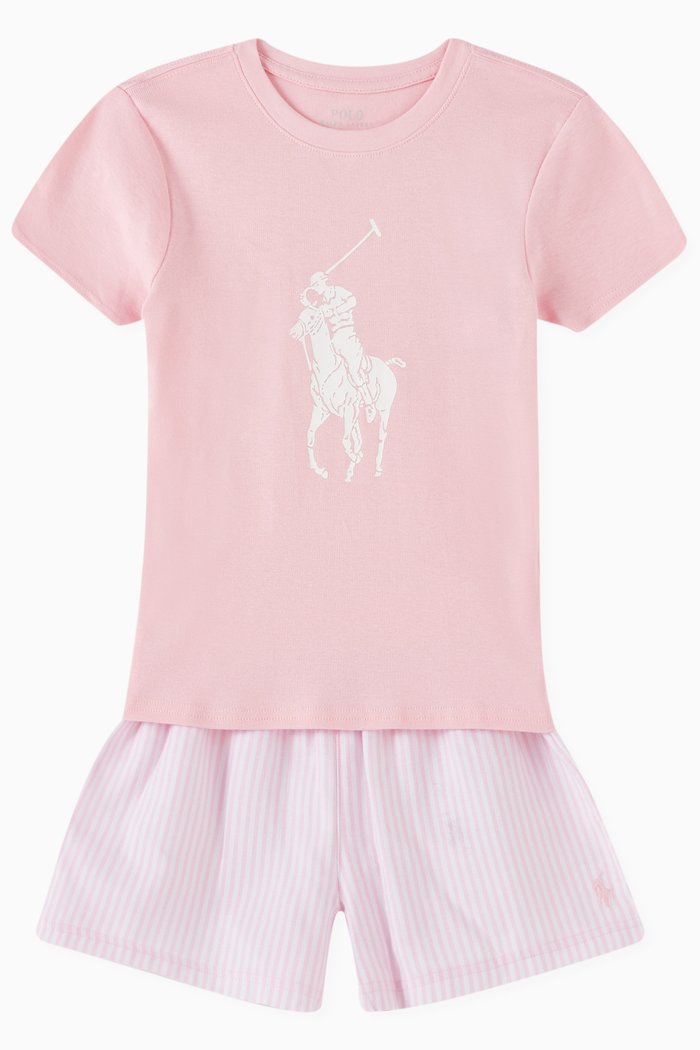 

Pony T-shirt & Shorts Pyjama Set in Cotton, Pink