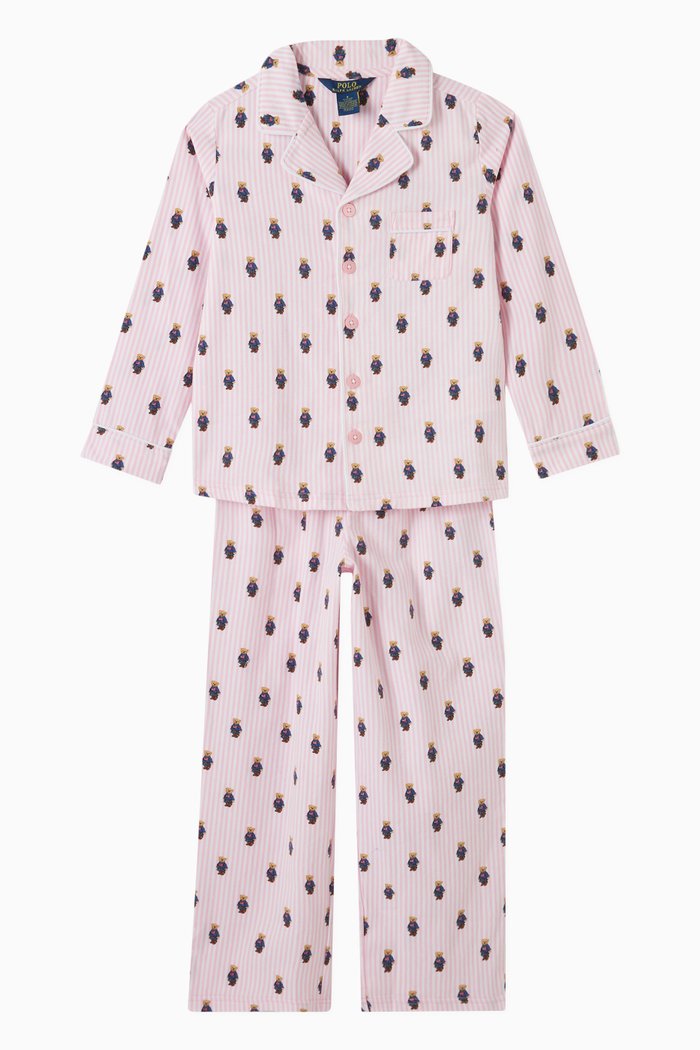 

Polo Bear Pyjama Set in Cotton, Pink