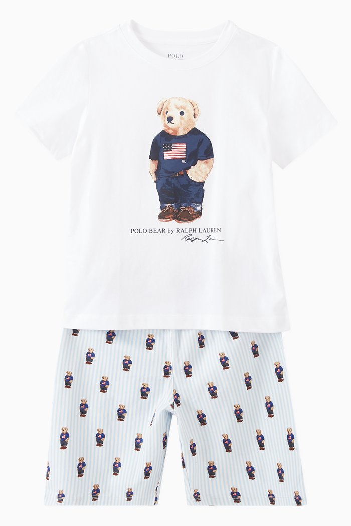 

Polo Bear T-shirt & Shorts Set in Cotton, Blue