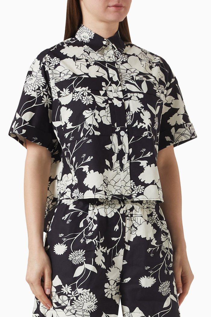 Cifloral Oversized Shirt in Cotton, Multicolour