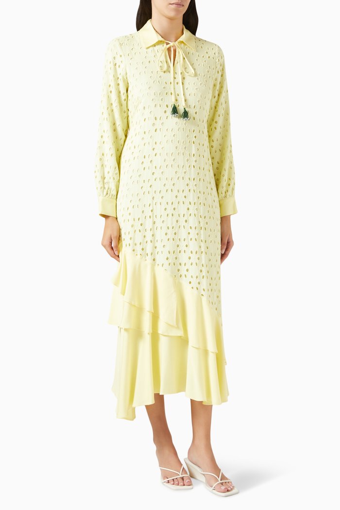 

Embroidered Midi Dress, Yellow