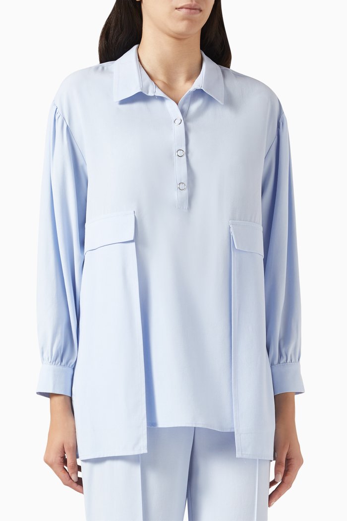 

Asymmetric Pocket Shirt, Blue