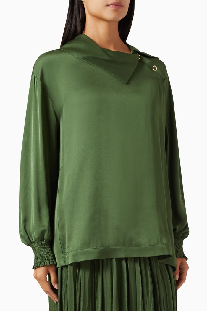

Draped-neck Top, Green