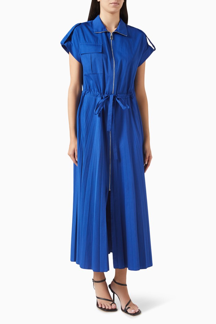 

Pleated Shirt Dress, Blue