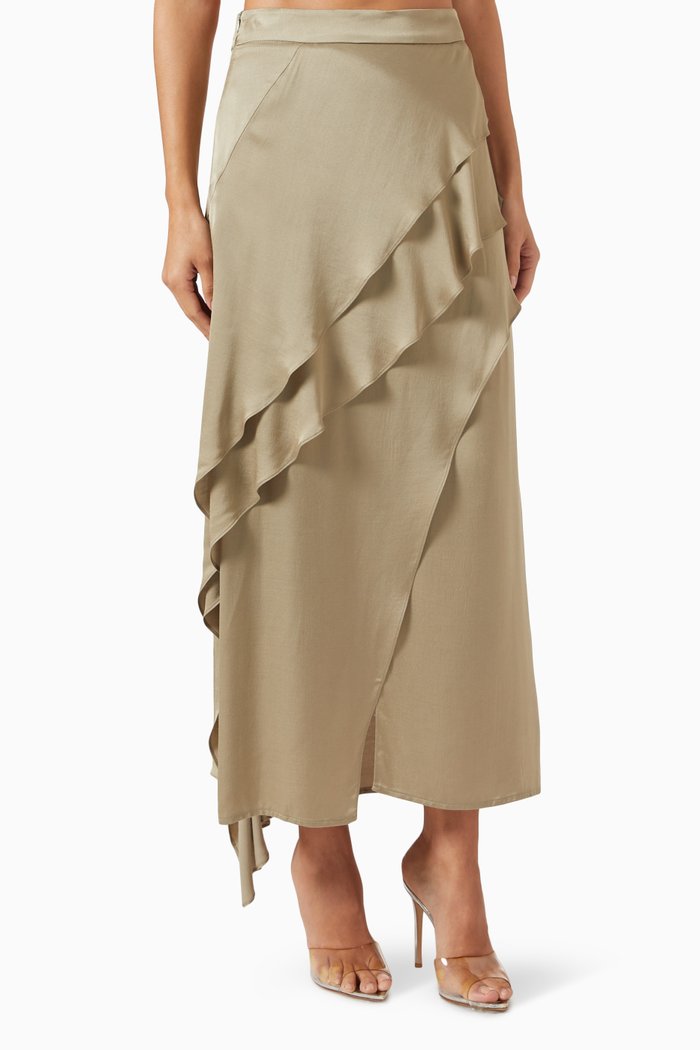 

Asymmetric Tiered Skirt, Neutral