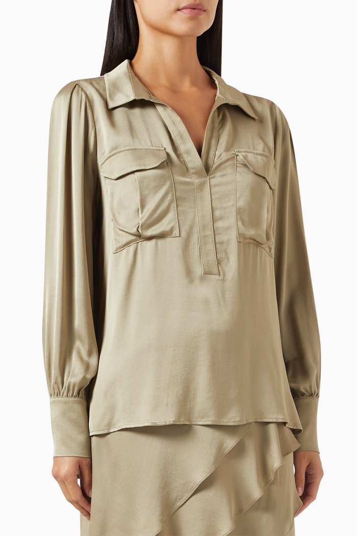 

Flap-pocket Blouse, Neutral