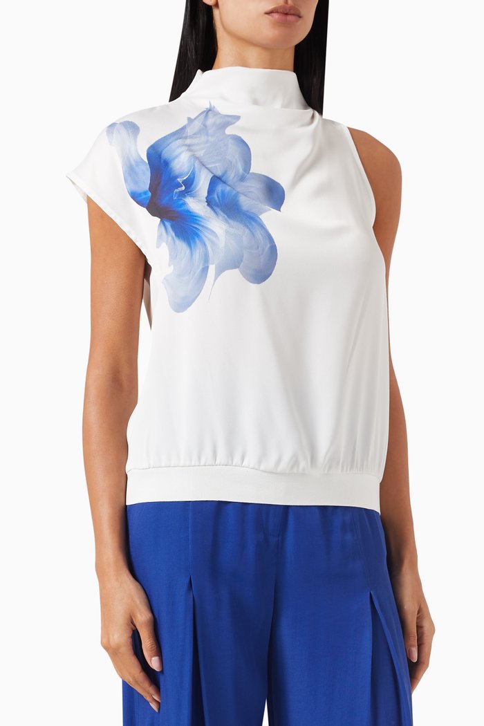 

Floral-print Blouse, White