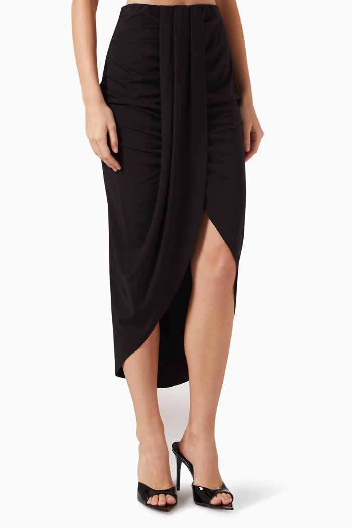

Front-slit Midi Skirt, Black