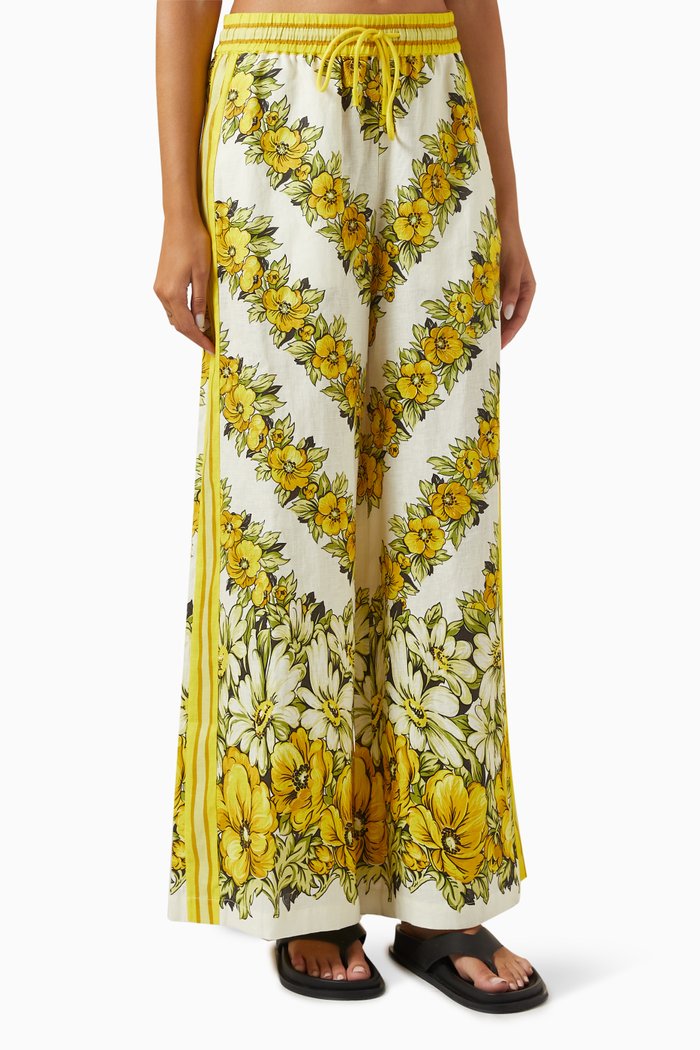 

Gisela Wide-leg Pants in Linen, Yellow