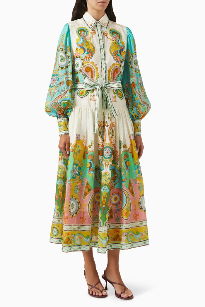 

Pinball Printed Shirt Dress in Ramie, Multicolour
