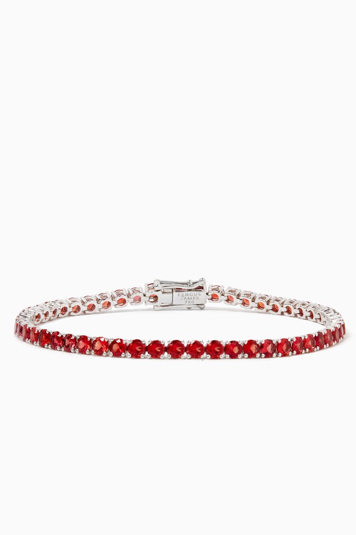 

Fire Sapphire Tennis Bracelet in 18kt White Gold, Orange