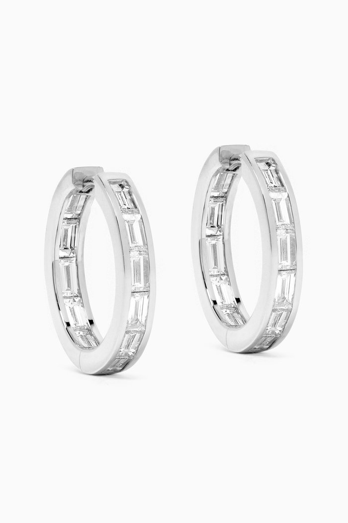 

Baguette Diamond Hoop Earrings in 18kt White Gold
