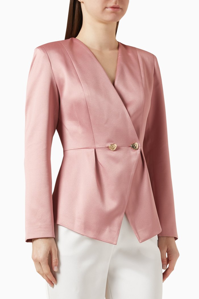 

Wrap V-neck Blouse in Satin, Pink