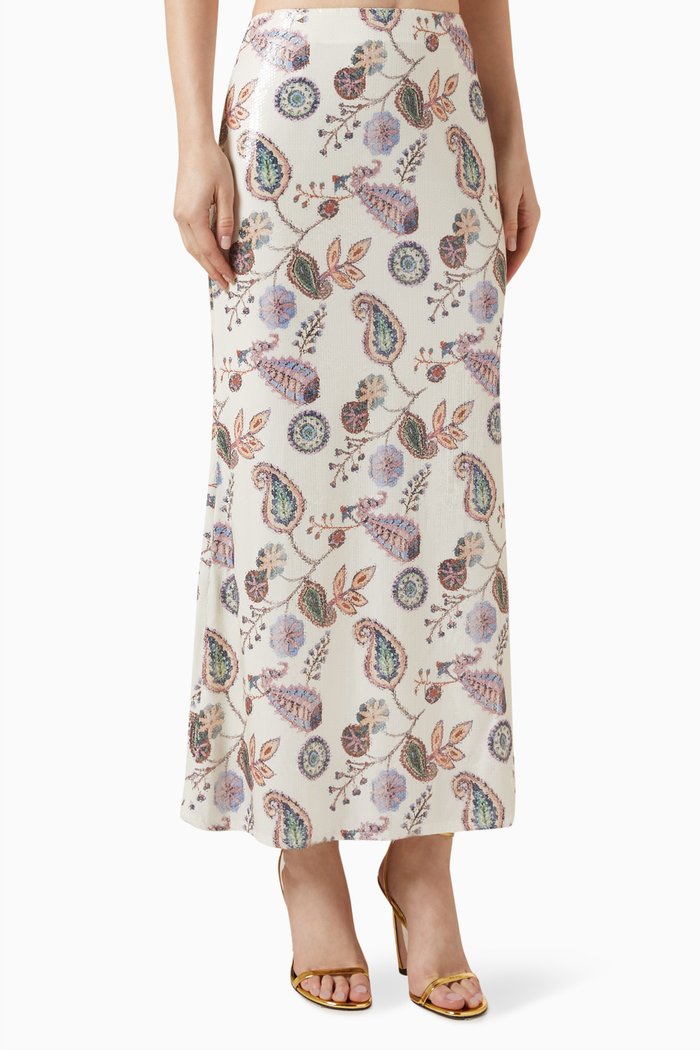 

Floral-print Sequinned Maxi Skirt, Multicolour