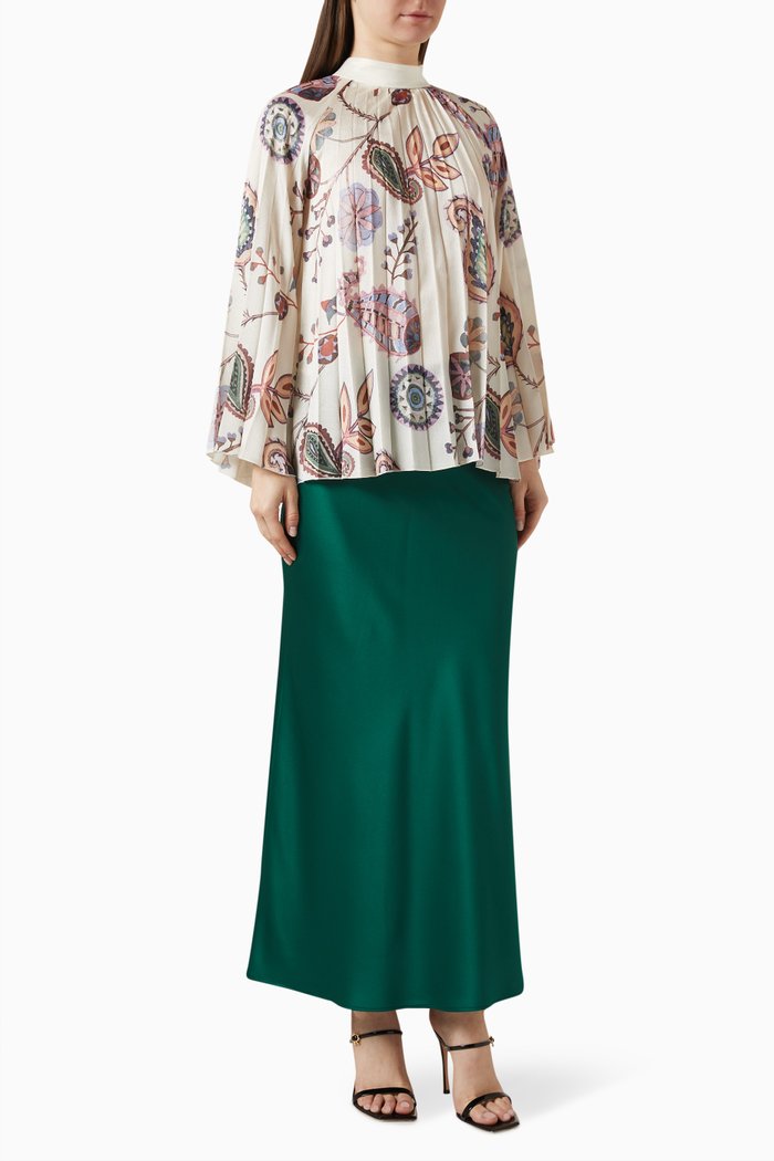 

Pleated Blouse & Skirt Set, Multicolour