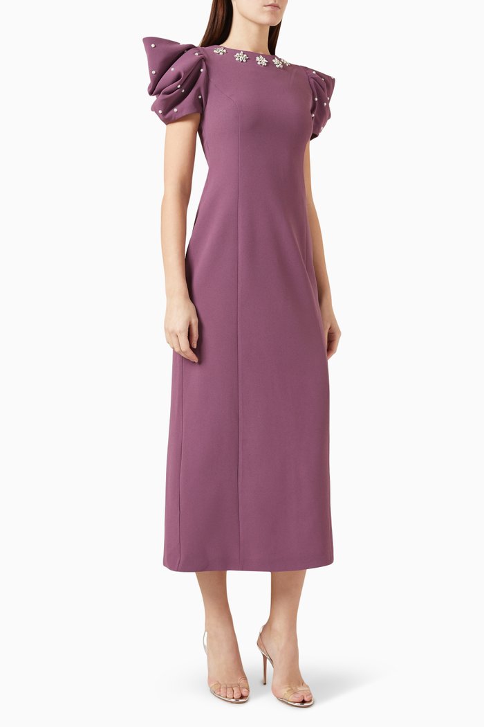

Embellished Midi Dress, Purple