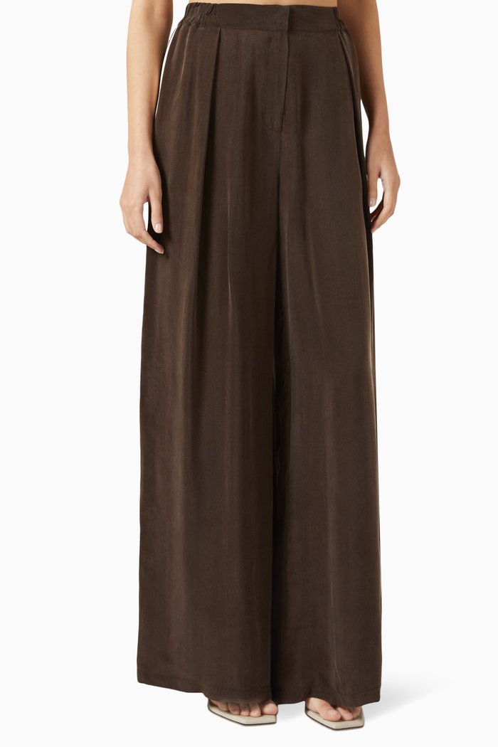

Wide-leg Pants in Cupro, Brown