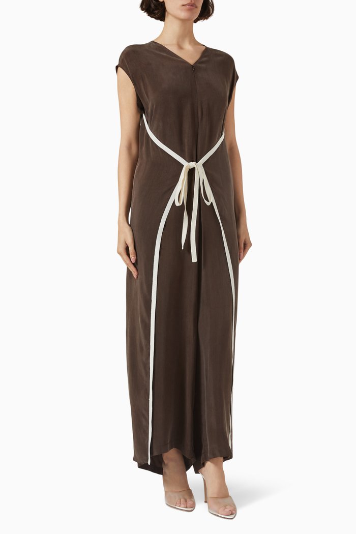 

Layered Jumpsuit in Cupro, Brown