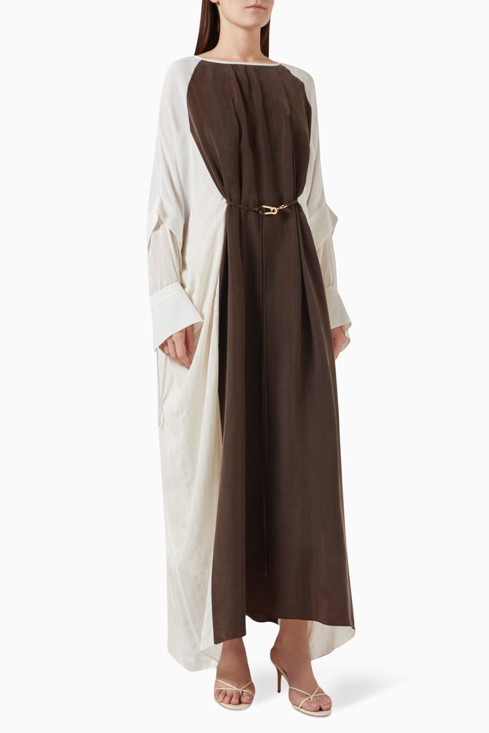 

Two-tone Maxi Dress in Cupro, Brown