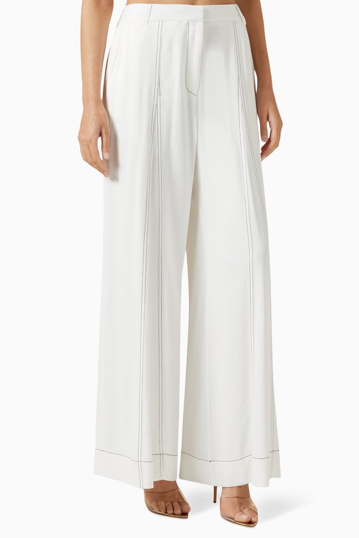 

Contrast-stitch Pants, White