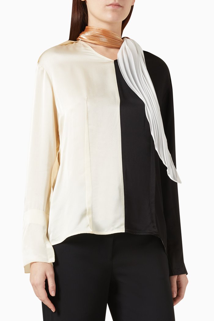 Neck-scarf Blouse in Viscose, Multicolour