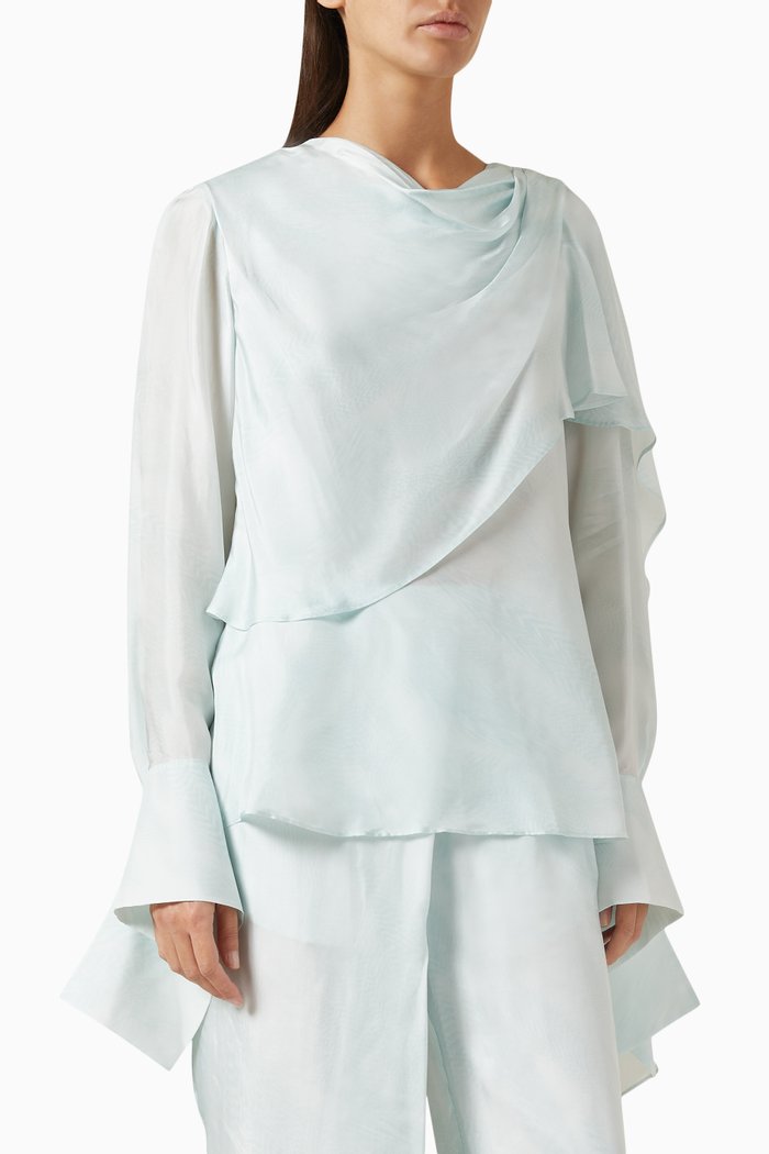 

Drape Blouse in Viscose-blend, Blue