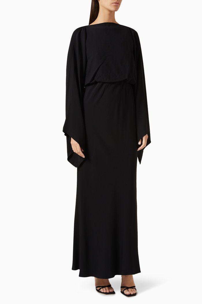 

Drape Maxi Dress in Stretch Viscose, Black