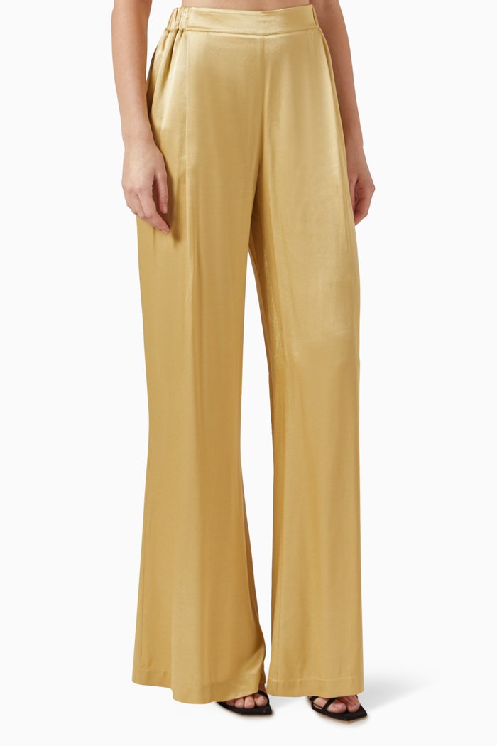 

Wide-leg Pants in Satin, Yellow