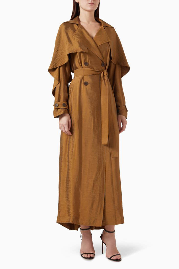 

Cape Trench Coat in Viscose-blend, Brown