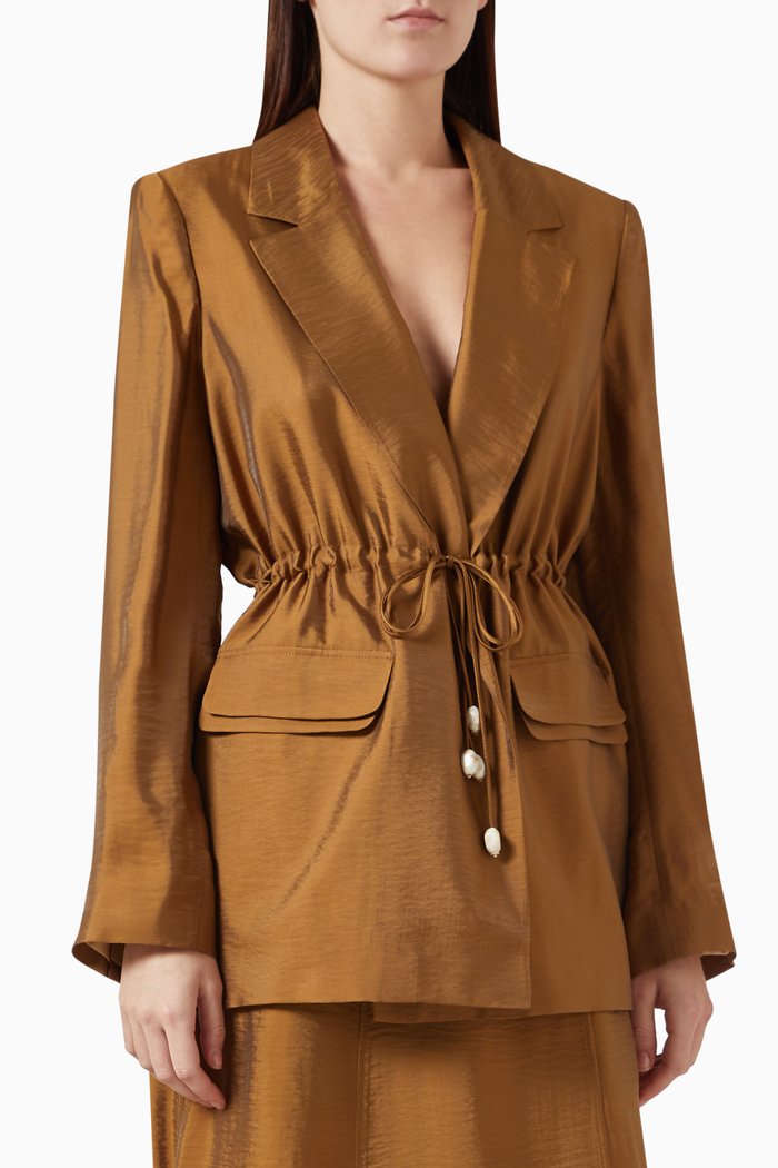 

Drawstring Blazer in Viscose-blend, Brown