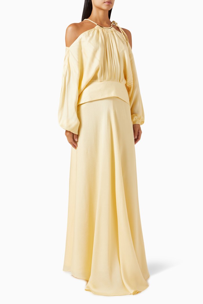 Off-shoulder Maxi Dress, Yellow