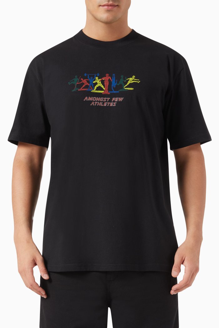 

Athletic Printed T-Shirt in Cotton, Black
