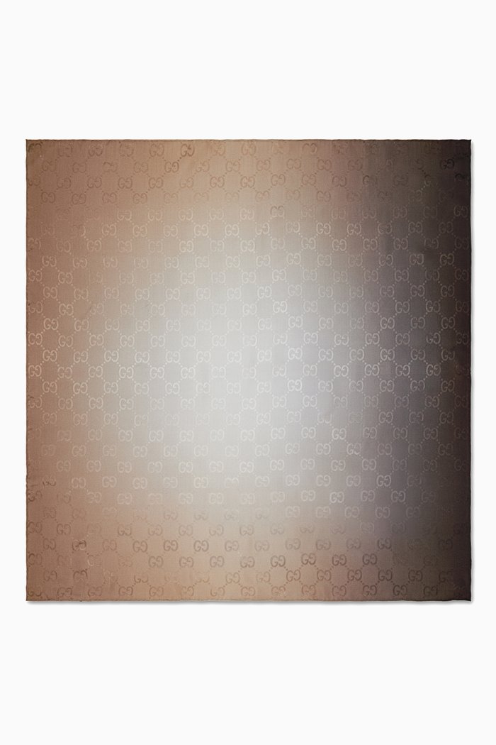 

Ombre GG Jacquard Shawl in Silk, Neutral
