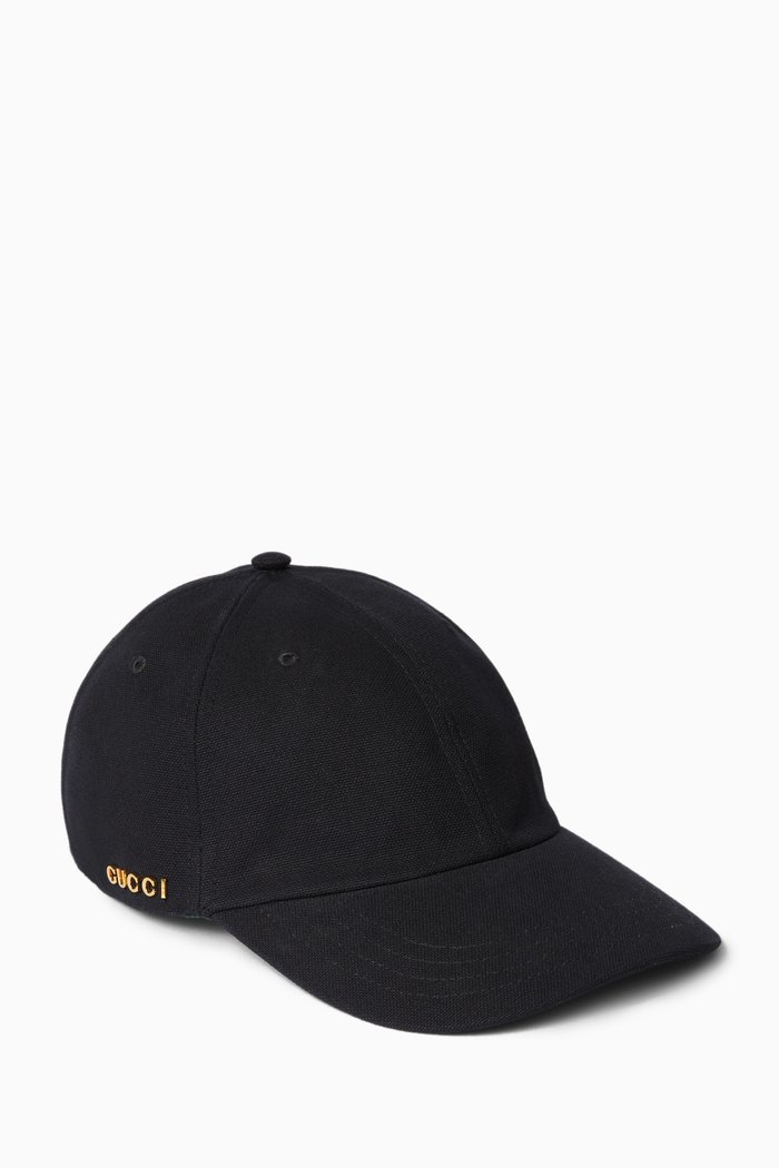 Logo Baseball Hat in Canvas, Black