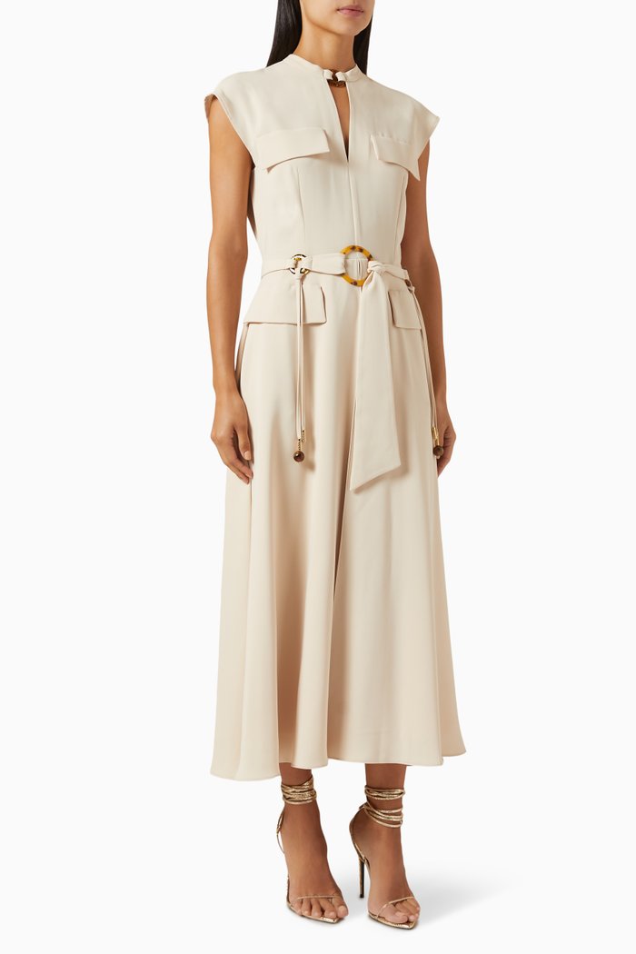 

Belted Midi Dress, Neutral